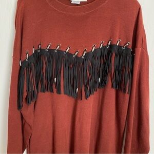 AfterShock Vintage Rust Fringe Sweater Size XL
